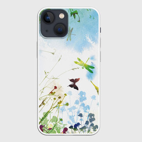 Чехол для iPhone 13 mini с принтом Summer  акварель в Новосибирске,  |  | акварель | бабочки | лето | небо