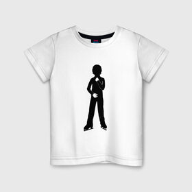 Детская футболка хлопок с принтом Конькобежец в Новосибирске, 100% хлопок | круглый вырез горловины, полуприлегающий силуэт, длина до линии бедер | Тематика изображения на принте: коньки | конькобежец | лед | фигурист | фигуристка | фитнес