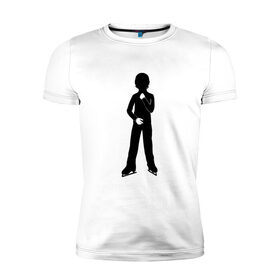 Мужская футболка хлопок Slim с принтом Конькобежец в Новосибирске, 92% хлопок, 8% лайкра | приталенный силуэт, круглый вырез ворота, длина до линии бедра, короткий рукав | коньки | конькобежец | лед | фигурист | фигуристка | фитнес