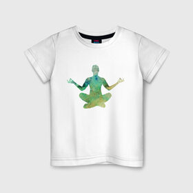 Детская футболка хлопок с принтом Йога тайм в Новосибирске, 100% хлопок | круглый вырез горловины, полуприлегающий силуэт, длина до линии бедер | здоровье | йога | кундалини | медитация | релаксация | тело | фитнес | энергия