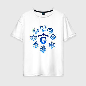 Женская футболка хлопок Oversize с принтом GENSHIN IMPACT в Новосибирске, 100% хлопок | свободный крой, круглый ворот, спущенный рукав, длина до линии бедер
 | game | genshin impact | genshin impact 2020 | аниме. | геншин импакт | геншин импакт карта | игра