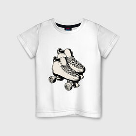 Детская футболка хлопок с принтом Ролики в Новосибирске, 100% хлопок | круглый вырез горловины, полуприлегающий силуэт, длина до линии бедер | арт | кроссовки | обувь | рисунок | ролики | шнурки