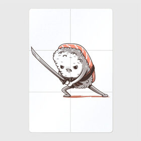 Магнитный плакат 2Х3 с принтом Самурай-суши в Новосибирске, Полимерный материал с магнитным слоем | 6 деталей размером 9*9 см | Тематика изображения на принте: арт | еда | катана | рис | рисунок | ролл | рыба | суши | япония | японская еда