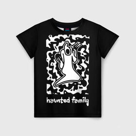 Детская футболка 3D с принтом Haunted Family / Kizaru в Новосибирске, 100% гипоаллергенный полиэфир | прямой крой, круглый вырез горловины, длина до линии бедер, чуть спущенное плечо, ткань немного тянется | born to trap | ghost | haunted family | кизару | хорошая работа олег