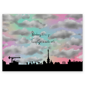 Поздравительная открытка с принтом Разноцветное небо Петербурга в Новосибирске, 100% бумага | плотность бумаги 280 г/м2, матовая, на обратной стороне линовка и место для марки
 | город | красивое небо | облака | романтика | санкт петербург