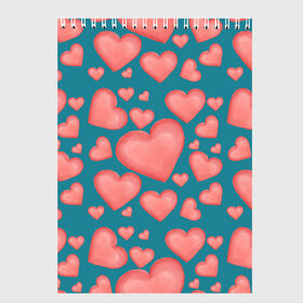 Скетчбук с принтом Любовь в Новосибирске, 100% бумага
 | 48 листов, плотность листов — 100 г/м2, плотность картонной обложки — 250 г/м2. Листы скреплены сверху удобной пружинной спиралью | бирюзовый | день влюбленных | любовь | розовый | сердце