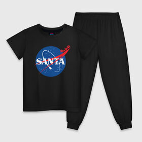 Детская пижама хлопок с принтом SANTA \ NASA. в Новосибирске, 100% хлопок |  брюки и футболка прямого кроя, без карманов, на брюках мягкая резинка на поясе и по низу штанин
 | Тематика изображения на принте: 