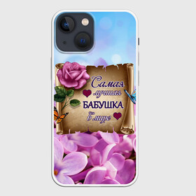 Чехол для iPhone 13 mini с принтом Лучшая Бабушка в Новосибирске,  |  | love | бабочки | бабуля | бабушка | букет | день рождения | женщинам | лепестки | листья | лучшая в мире | любимая бабушка | любовь | марта | нежные цветы | подарок | природа | растения | роза | семья