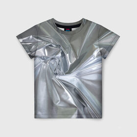 Детская футболка 3D с принтом Фольга в Новосибирске, 100% гипоаллергенный полиэфир | прямой крой, круглый вырез горловины, длина до линии бедер, чуть спущенное плечо, ткань немного тянется | Тематика изображения на принте: fashion | foil | texture | vanguard | авангард | мода | текстура | фольга