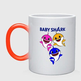 Кружка хамелеон с принтом Baby Shark в Новосибирске, керамика | меняет цвет при нагревании, емкость 330 мл | baby | baby shark | shark | акула | анимация | бэби | бэби шарк | дети | мультфильм | песня | ребенок | шарк