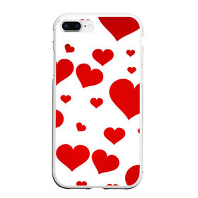 Чехол для iPhone 7Plus/8 Plus матовый с принтом Сердечки в Новосибирске, Силикон | Область печати: задняя сторона чехла, без боковых панелей | love | любовь | сердечки | сердечко | сердца