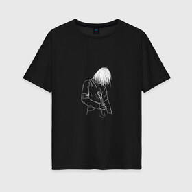 Женская футболка хлопок Oversize с принтом Курт Кобейн в Новосибирске, 100% хлопок | свободный крой, круглый ворот, спущенный рукав, длина до линии бедер
 | курт кобейн | нарвана арт. | нирвана