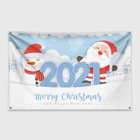 Флаг-баннер с принтом Новый Год 2021 в Новосибирске, 100% полиэстер | размер 67 х 109 см, плотность ткани — 95 г/м2; по краям флага есть четыре люверса для крепления | 