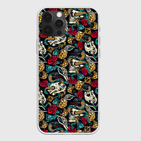 Чехол для iPhone 12 Pro Max с принтом Hardcore tattoo в Новосибирске, Силикон |  | colorful | skull | snake | tattoo | vintage | винтаж | змеи | игральные | кости | скелет | тату | цветной | цветы | черепа