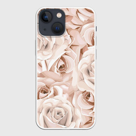 Чехол для iPhone 13 mini с принтом Элегантность в Новосибирске,  |  | беж | нежно | пастельный | роза | цветок | элегантно