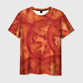 Мужская футболка 3D с принтом Помидорки в Новосибирске, 100% полиэфир | прямой крой, круглый вырез горловины, длина до линии бедер | арт | еда | лето | овощ | овощи | помидор | помидорки | помидоры | рисунок | томат | томаты