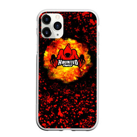 Чехол для iPhone 11 Pro Max матовый с принтом Haunted Family в Новосибирске, Силикон |  | blot | dark | explosion | haunted family | haunted family lettering | haunted family print | red | red blots | red spots | взрыв | клякса | красные кляксы | красные пятна | красный | надпись haunted family | принт haunted family