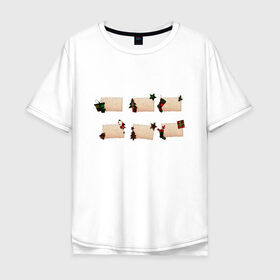 Мужская футболка хлопок Oversize с принтом Этикетки Рождественские в Новосибирске, 100% хлопок | свободный крой, круглый ворот, “спинка” длиннее передней части | 