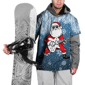 Накидка на куртку 3D с принтом Дед Мороз Рокер в Новосибирске, 100% полиэстер |  | Тематика изображения на принте: гитара | гитарист | год | дед | зима | зимний | клаус | метал | металл | мороз | музыка | музыкант | новый | рождество | рок | рокер | санта