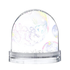 Снежный шар с принтом Котик в пузыре, белый в Новосибирске, Пластик | Изображение внутри шара печатается на глянцевой фотобумаге с двух сторон | белый | звери | котики | коты | кошки | милый | подарок | пузырь