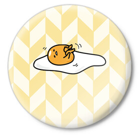 Значок с принтом гудетама в Новосибирске,  металл | круглая форма, металлическая застежка в виде булавки | гудетама | еда | ленивое яйцо | яичница