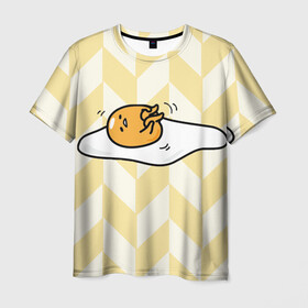 Мужская футболка 3D с принтом гудетама в Новосибирске, 100% полиэфир | прямой крой, круглый вырез горловины, длина до линии бедер | гудетама | еда | ленивое яйцо | яичница