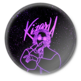 Значок с принтом KIZARU в Новосибирске,  металл | круглая форма, металлическая застежка в виде булавки | haunted family | kizaru | kizaru   haunted family | rap | кизару | рэп | хип хоп