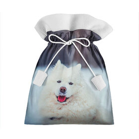 Подарочный 3D мешок с принтом САМОЕД в Новосибирске, 100% полиэстер | Размер: 29*39 см | animals | dog | winter | домашние | друг | животные | звери | зима | лайка | пес | песель | природа | пушистый | самоед | собаки | собачка | хаски