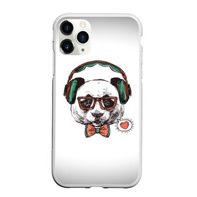 Чехол для iPhone 11 Pro матовый с принтом ХИПСТЕР ПАНДА в Новосибирске, Силикон |  | Тематика изображения на принте: alter ego | always be yourself | be positive | fashion | heart | hipster | диджей | животные | наушники | очки | панда | панда диджей | сердечко | сердце | фанат музыки | хипстер | я есть стиль