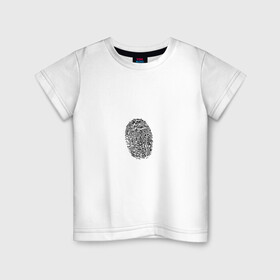 Детская футболка хлопок с принтом  fingerprint в Новосибирске, 100% хлопок | круглый вырез горловины, полуприлегающий силуэт, длина до линии бедер | fingerprint | отпечаток | отпечаток пальца | палец | след пальца