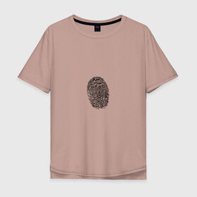 Мужская футболка хлопок Oversize с принтом  fingerprint в Новосибирске, 100% хлопок | свободный крой, круглый ворот, “спинка” длиннее передней части | fingerprint | отпечаток | отпечаток пальца | палец | след пальца