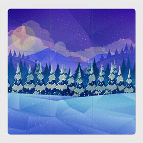 Магнитный плакат 3Х3 с принтом Зимний лес в Новосибирске, Полимерный материал с магнитным слоем | 9 деталей размером 9*9 см | Тематика изображения на принте: 
