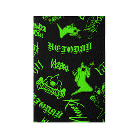 Обложка для паспорта матовая кожа с принтом KIZARU / HAUNTED FAMILY в Новосибирске, натуральная матовая кожа | размер 19,3 х 13,7 см; прозрачные пластиковые крепления | haunted family | kizaru | kizaru   haunted family | rap | кизару | негодяй | рэп | хип хоп