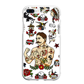 Чехол для iPhone 7Plus/8 Plus матовый с принтом HIPSTER TATTOO в Новосибирске, Силикон | Область печати: задняя сторона чехла, без боковых панелей | Тематика изображения на принте: hipsters | tattoo | девушка в тату | птицы | тату | усы | хипстер | хипстеры | черепа и розы | черепа и цветы | чёрная пантера | чувак | это борода. | я есть стиль