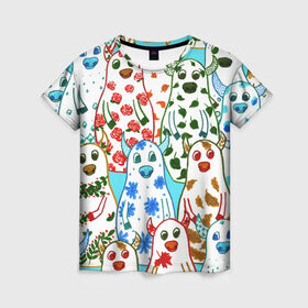 Женская футболка 3D с принтом Быки - матрешки. Времена года в Новосибирске, 100% полиэфир ( синтетическое хлопкоподобное полотно) | прямой крой, круглый вырез горловины, длина до линии бедер | 