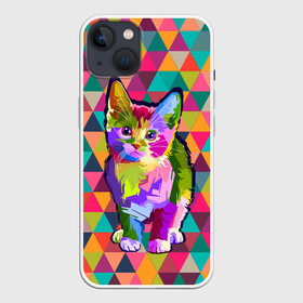Чехол для iPhone 13 с принтом Котик в Новосибирске,  |  | животные | кот | котенок | котики | палитра | поп арт