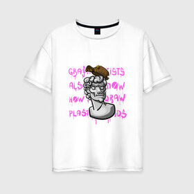 Женская футболка хлопок Oversize с принтом Гипсовая голова в Новосибирске, 100% хлопок | свободный крой, круглый ворот, спущенный рукав, длина до линии бедер
 | 