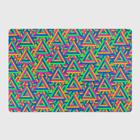 Магнитный плакат 3Х2 с принтом РАЗНОЦВЕТНЫЕ ТРЕУГОЛЬНИКИ в Новосибирске, Полимерный материал с магнитным слоем | 6 деталей размером 9*9 см | геометрия | паттерн | радуга | разноцветные | соты | текстуры | треугольники | узор | яркие