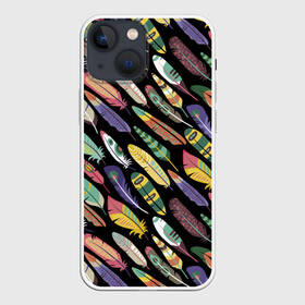 Чехол для iPhone 13 mini с принтом Feathers 2022 в Новосибирске,  |  | color | cool | fashion | feather | hipster | круто | мода | перо | хипстер | цвет