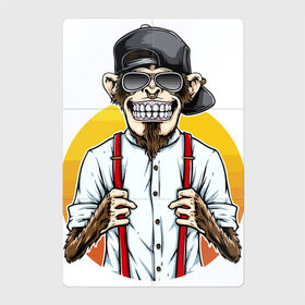 Магнитный плакат 2Х3 с принтом Monkey hipster в Новосибирске, Полимерный материал с магнитным слоем | 6 деталей размером 9*9 см | baseball cap | beard | cool | earring | ears | fashion | hype | jaw | monkey | muzzle | smile | teeth | бейсболка | борода | зубы | круто | мода | обезьяна | пасть | серьга | улыбка | хайп