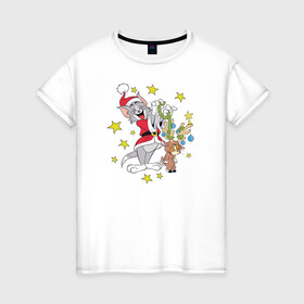 Женская футболка хлопок с принтом Tom and Jerry в Новосибирске, 100% хлопок | прямой крой, круглый вырез горловины, длина до линии бедер, слегка спущенное плечо | tom and jerry | vdkimel | warner bros | том и джерри