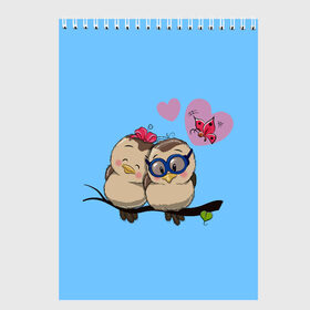 Скетчбук с принтом Влюблённые пташки в Новосибирске, 100% бумага
 | 48 листов, плотность листов — 100 г/м2, плотность картонной обложки — 250 г/м2. Листы скреплены сверху удобной пружинной спиралью | влюблённые птички. | воробушки | любовь | птицы | сердечки
