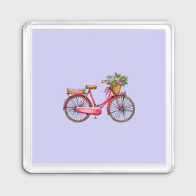 Магнит 55*55 с принтом Bicycle в Новосибирске, Пластик | Размер: 65*65 мм; Размер печати: 55*55 мм | букет | велосипед | лето | цветы