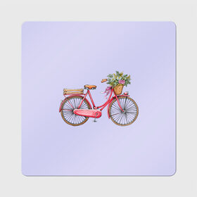 Магнит виниловый Квадрат с принтом Bicycle в Новосибирске, полимерный материал с магнитным слоем | размер 9*9 см, закругленные углы | букет | велосипед | лето | цветы