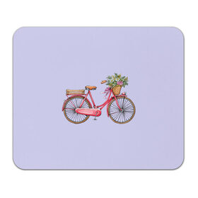 Коврик для мышки прямоугольный с принтом Bicycle в Новосибирске, натуральный каучук | размер 230 х 185 мм; запечатка лицевой стороны | букет | велосипед | лето | цветы