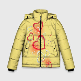 Зимняя куртка для мальчиков 3D с принтом Сердечки в лимонаде в Новосибирске, ткань верха — 100% полиэстер; подклад — 100% полиэстер, утеплитель — 100% полиэстер | длина ниже бедра, удлиненная спинка, воротник стойка и отстегивающийся капюшон. Есть боковые карманы с листочкой на кнопках, утяжки по низу изделия и внутренний карман на молнии. 

Предусмотрены светоотражающий принт на спинке, радужный светоотражающий элемент на пуллере молнии и на резинке для утяжки | Тематика изображения на принте: 