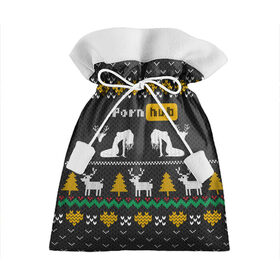 Подарочный 3D мешок с принтом Pornhub свитер с оленями в Новосибирске, 100% полиэстер | Размер: 29*39 см | 2021 | knit | knitted | merch | new year | sweater | ugly sweater | вязанный | вязяный | зимний | лого | логотип | мерч | новый год | олени | рождественский | рождественский свитер | рождес