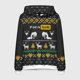 Мужская толстовка 3D с принтом Pornhub свитер с оленями в Новосибирске, 100% полиэстер | двухслойный капюшон со шнурком для регулировки, мягкие манжеты на рукавах и по низу толстовки, спереди карман-кенгуру с мягким внутренним слоем. | Тематика изображения на принте: 2021 | knit | knitted | merch | new year | sweater | ugly sweater | вязанный | вязяный | зимний | лого | логотип | мерч | новый год | олени | рождественский | рождественский свитер | рождес