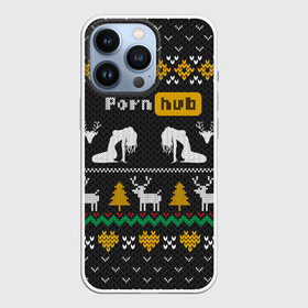 Чехол для iPhone 13 Pro с принтом Pornhub свитер с оленями в Новосибирске,  |  | 2021 | knit | knitted | merch | new year | sweater | ugly sweater | вязанный | вязяный | зимний | лого | логотип | мерч | новый год | олени | рождественский | рождественский свитер | рождес