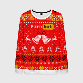 Мужской свитшот 3D с принтом Pornhub рождественский свитер в Новосибирске, 100% полиэстер с мягким внутренним слоем | круглый вырез горловины, мягкая резинка на манжетах и поясе, свободная посадка по фигуре | 2021 | christmas | knit | knitted | merch | new year | sweater | ugly sweater | вязанный | вязяный | зимний | лого | логотип | мерч | новый год | олени | рождественский | рождество